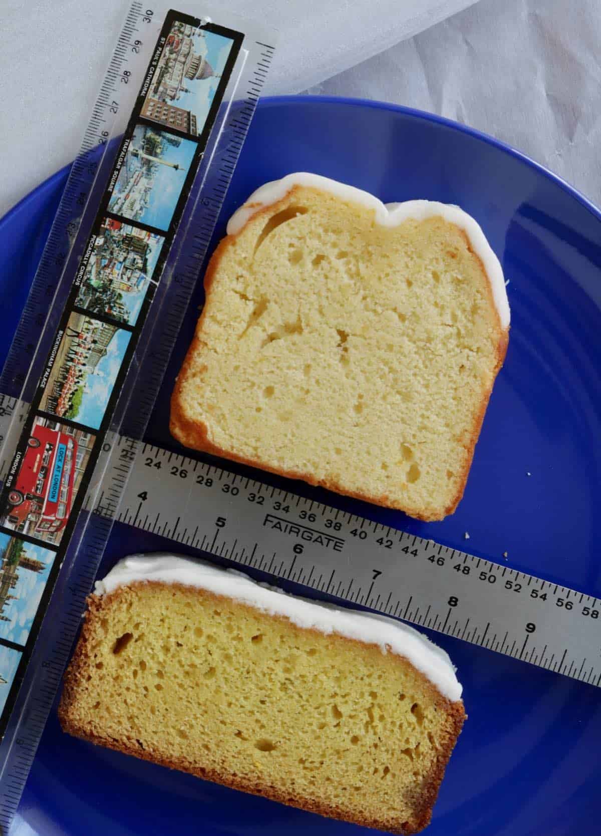 Lemon cake size comparison.