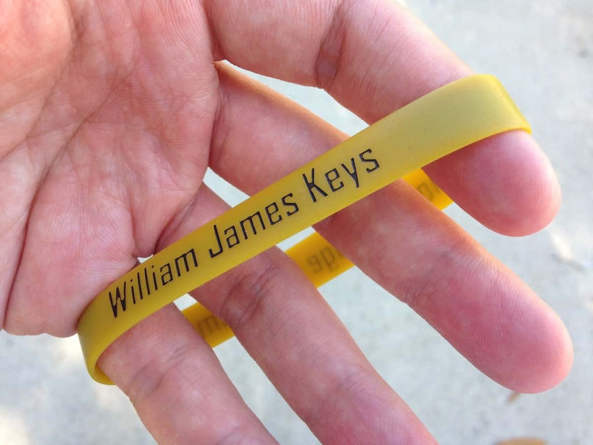 A journey within a journey includes a William James Keys memory bracelet.