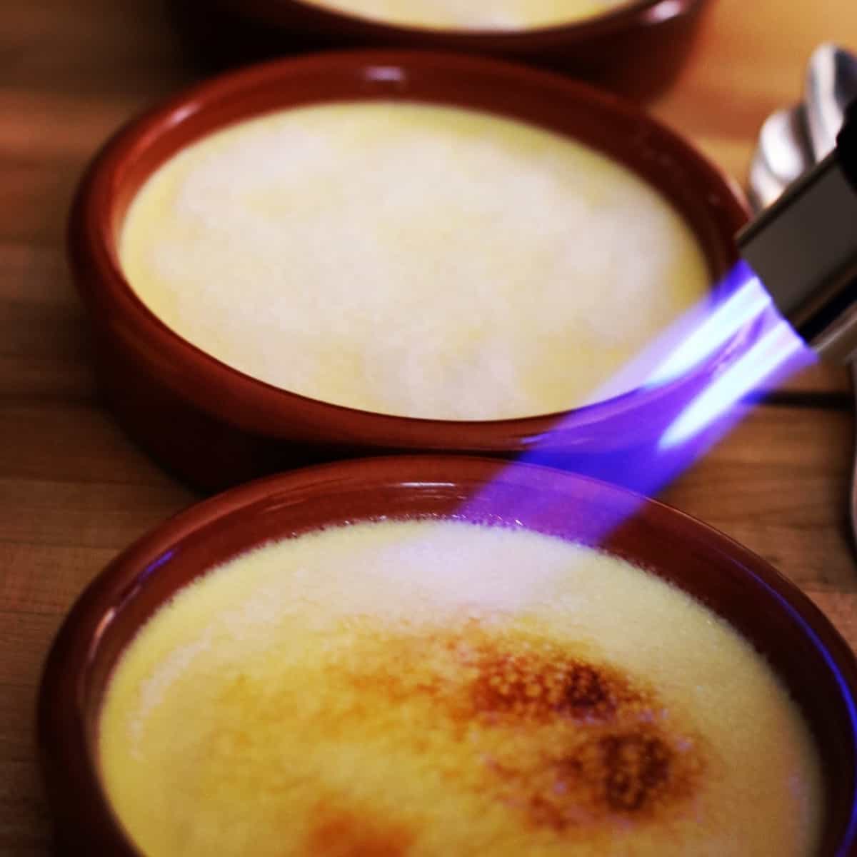 Torching Crème Brûlée.