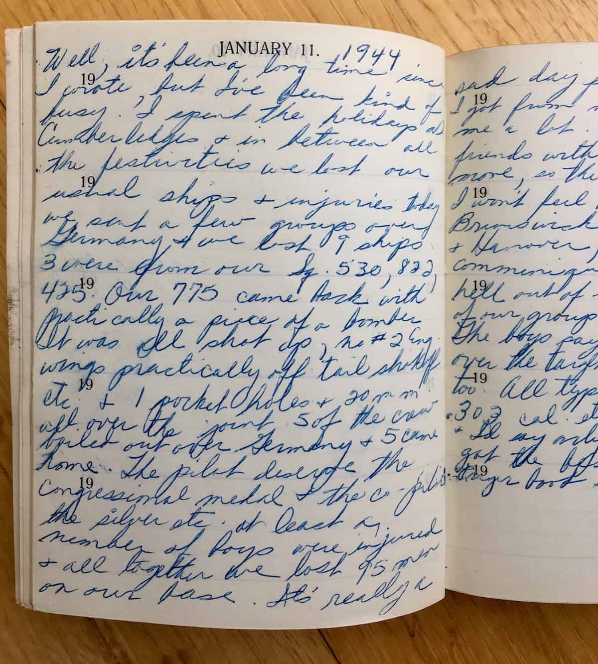 A page from my dad's military diary.