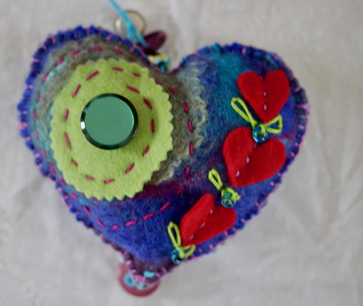 Artistic heart made from felt.