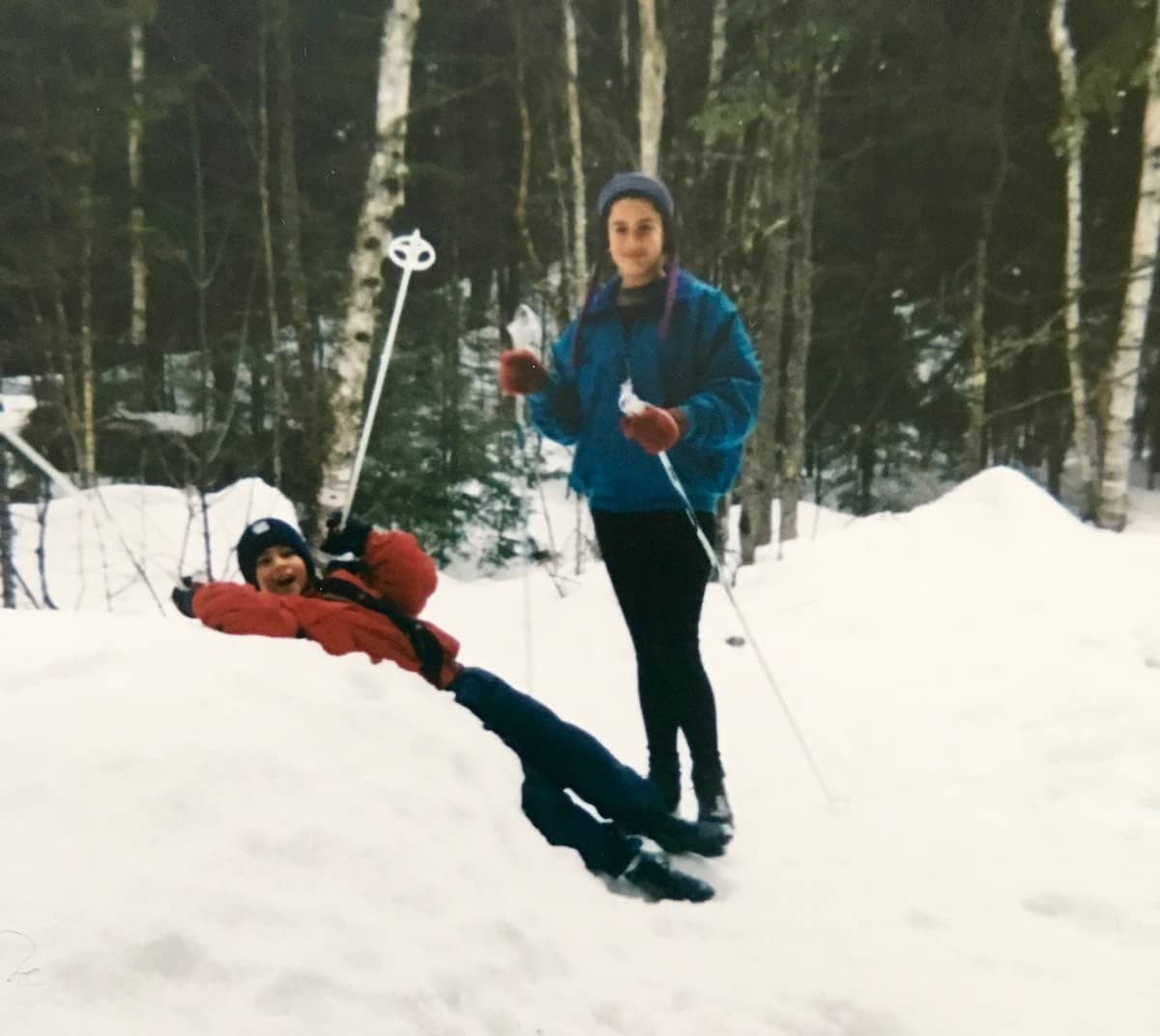 kids x-country skiing.