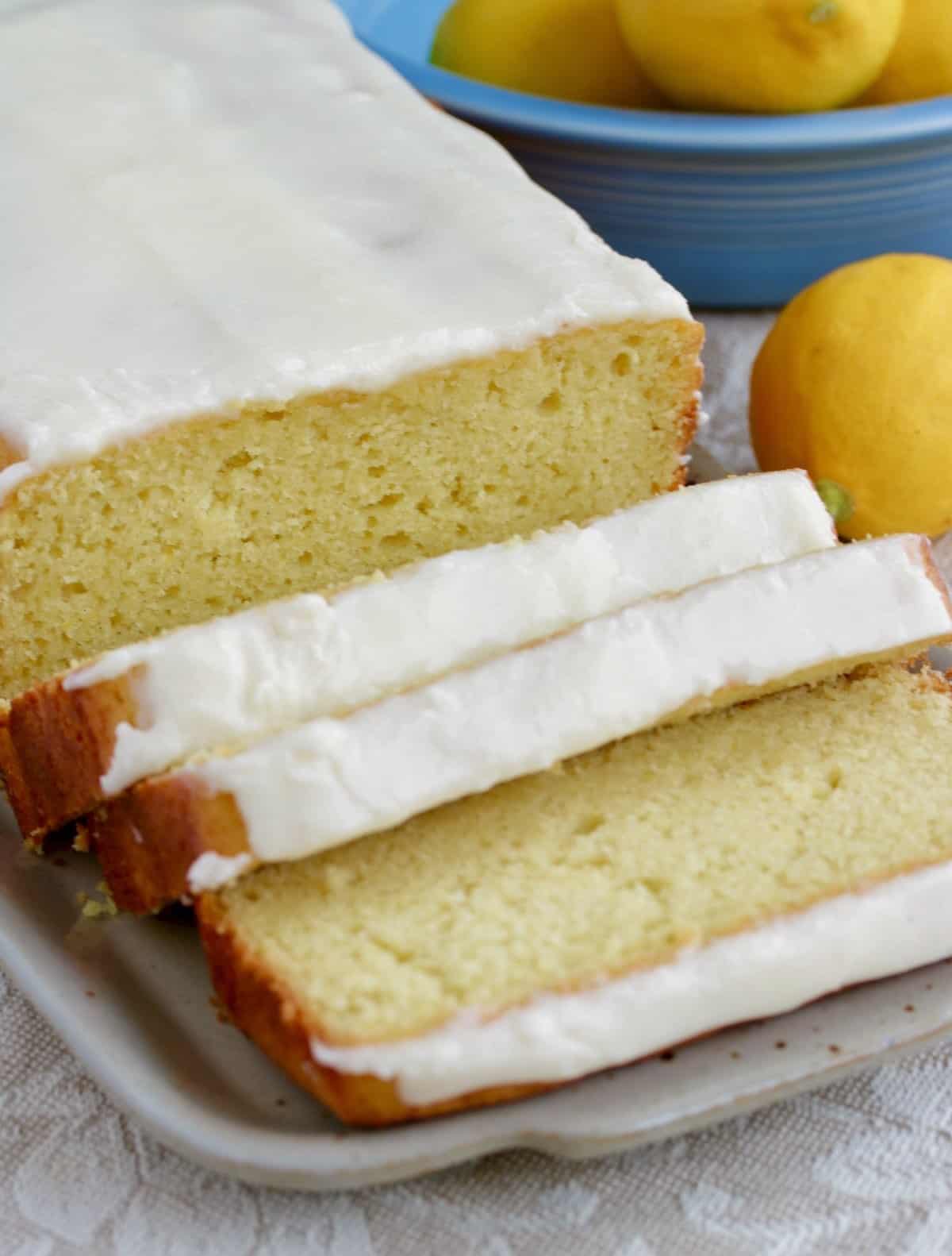 Sliced lemon cake.