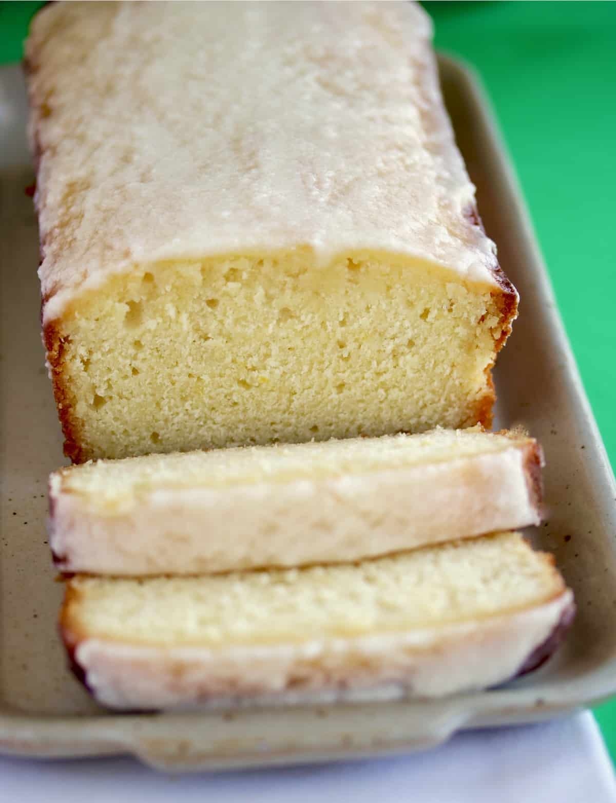 Sliced lemon cake.