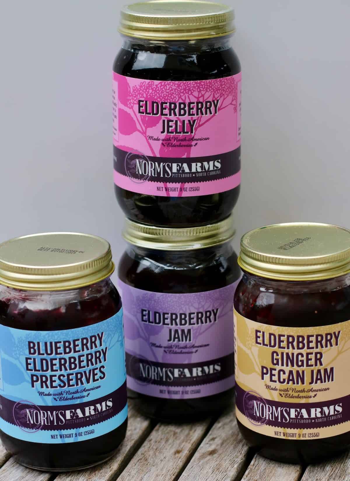 Elderberry jam jars.