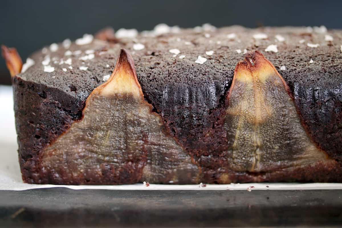 Salted pear chocolate pound cake.