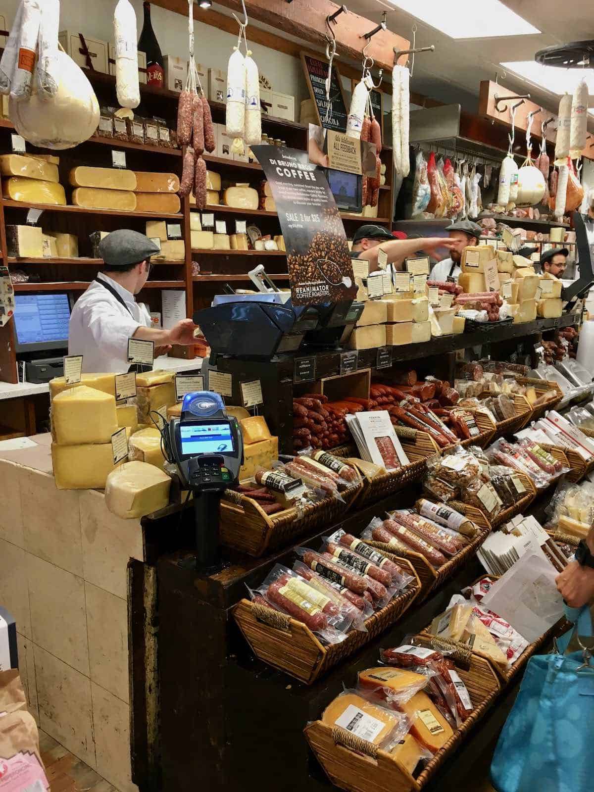 Italian market  cheese shop.