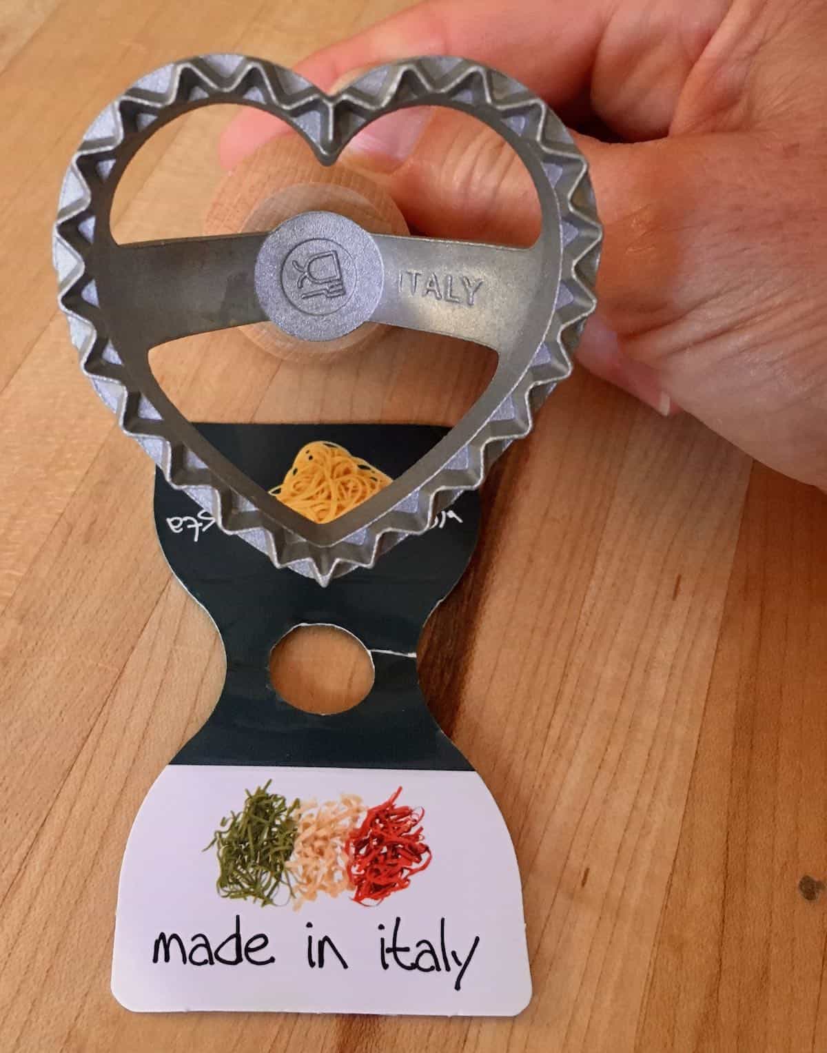 Heart shaped ravioli cutter.