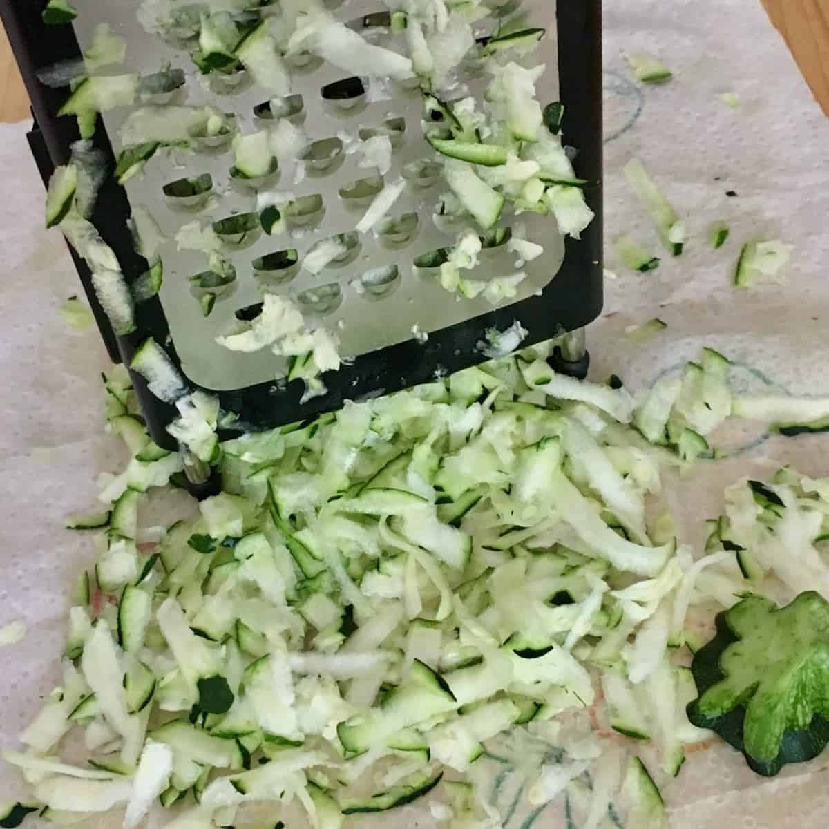 Freshly grated zucchini.