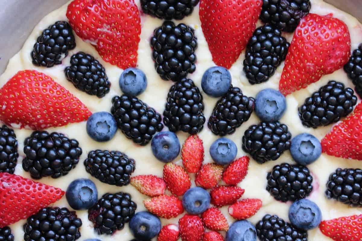 summer berry brunch cake unbaked