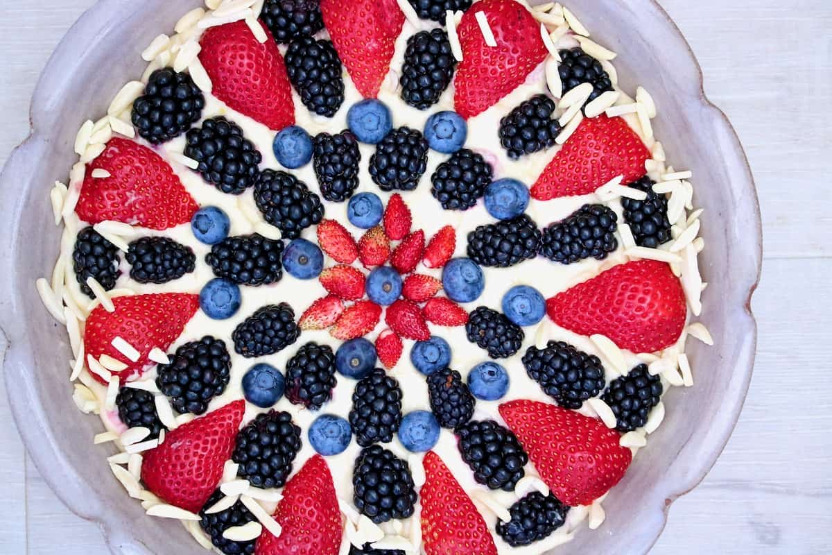 summer berry brunch cake unbaked