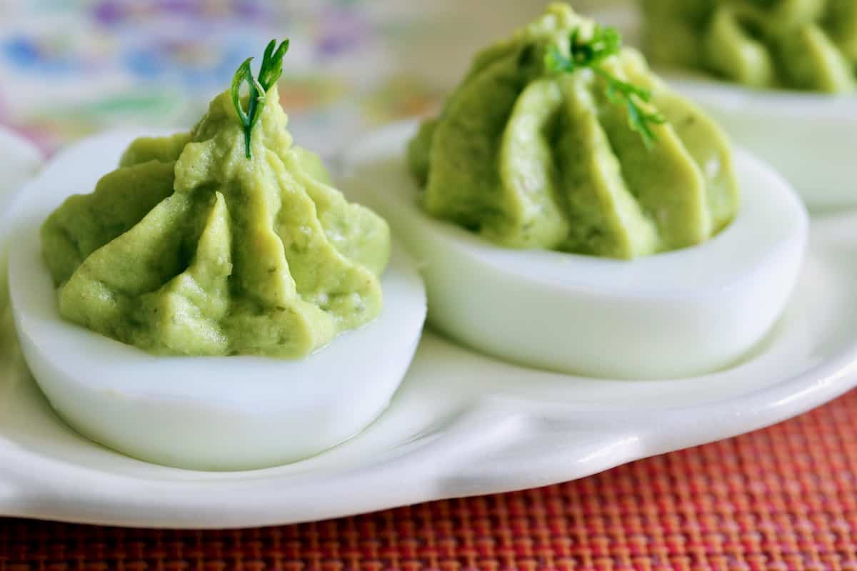 salsa verde deviled eggs are among the best summer appetizers